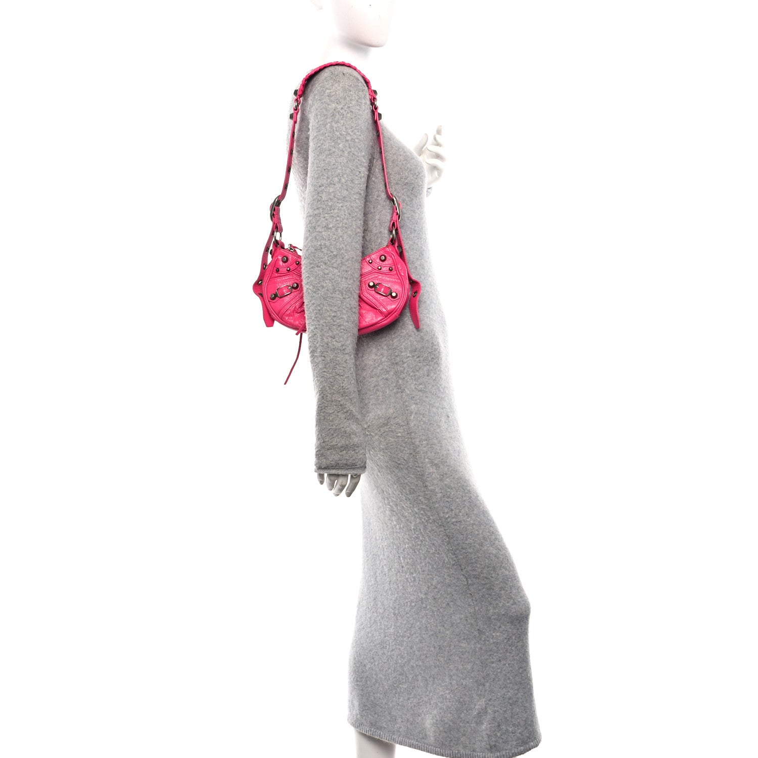 Balenciaga Agneau Arena Le Cagole Shoulder Bag XS Hot Pink 1875382