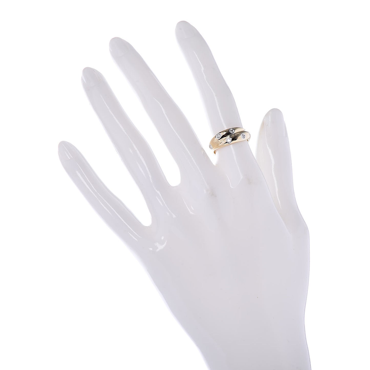 18K Yellow Gold Platinum Diamond Etoile Twist Band Ring 49 5