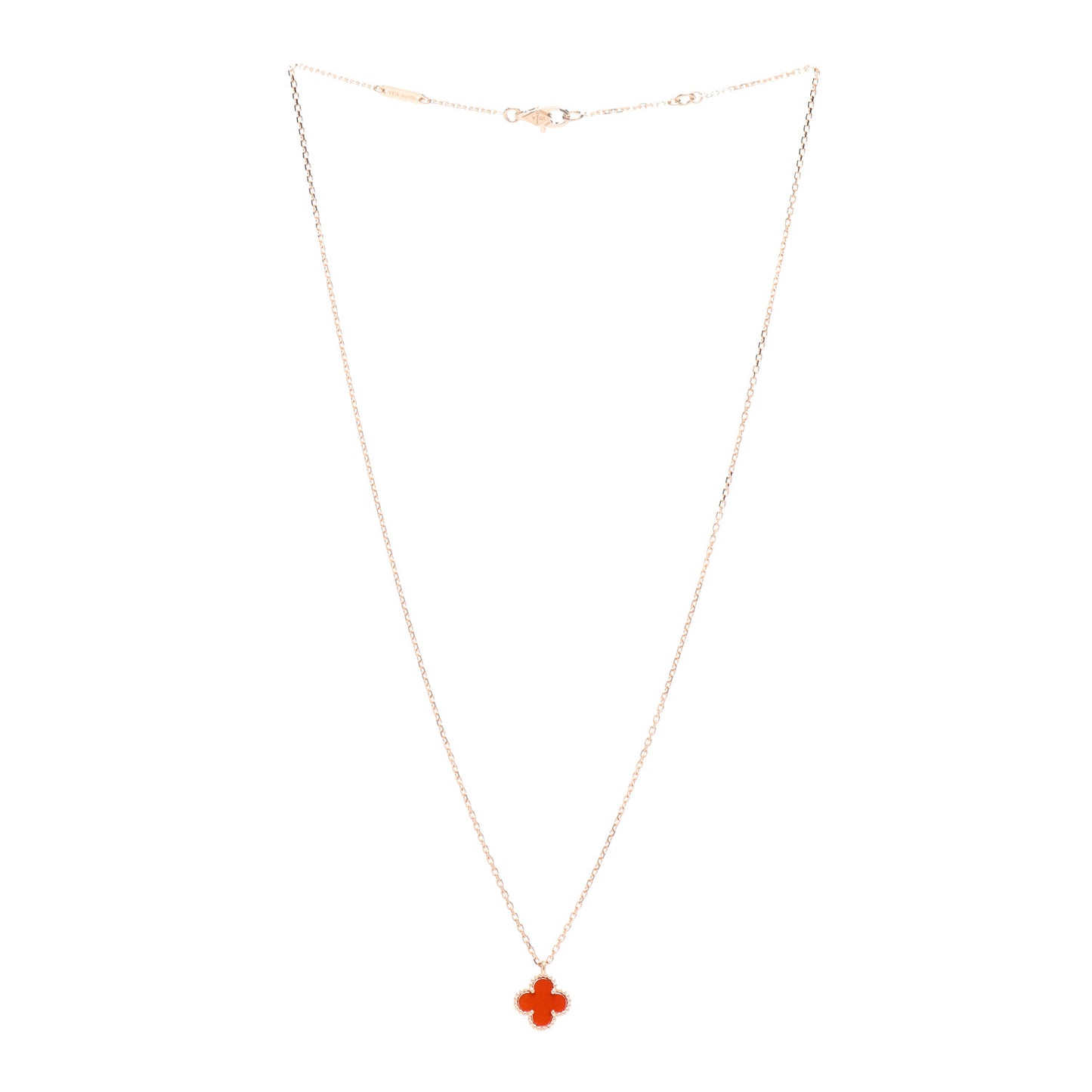 18K Rose Gold Carnelian Sweet Alhambra Pendant Necklace