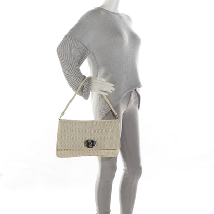 Miu Miu Nappa Matelasse Crystal Flap Clutch Bianco 3 of 10