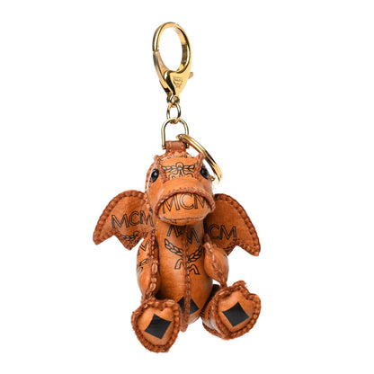 MCM Visetos Dragon Key Ring Bag Charm Cognac 1 of 4