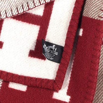 Hermes Wool Cashmere Avalon III Blanket Ecru Rouge H 3 of 3