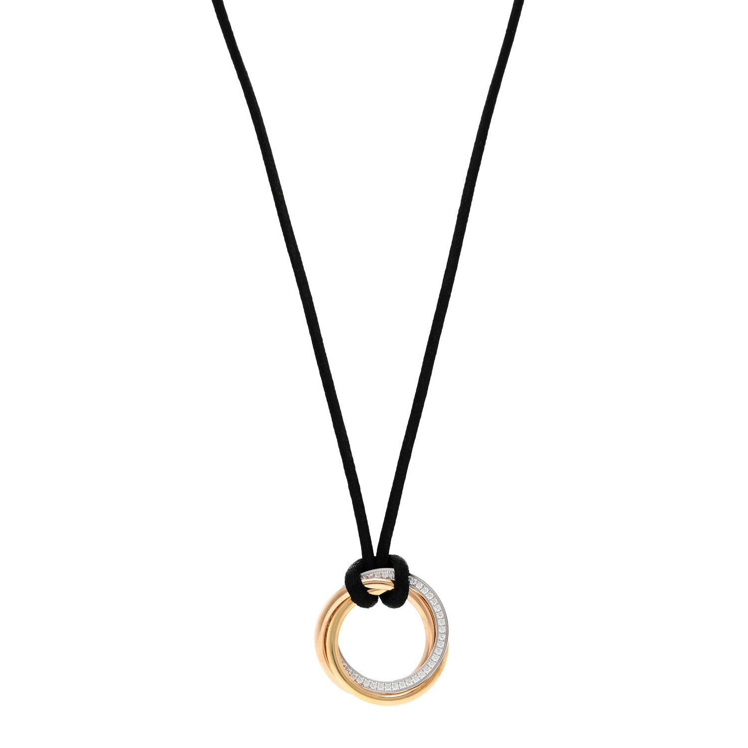 Cartier 18K Pink Yellow White Gold Diamond Medium Trinity Cord Necklace 1 of 4