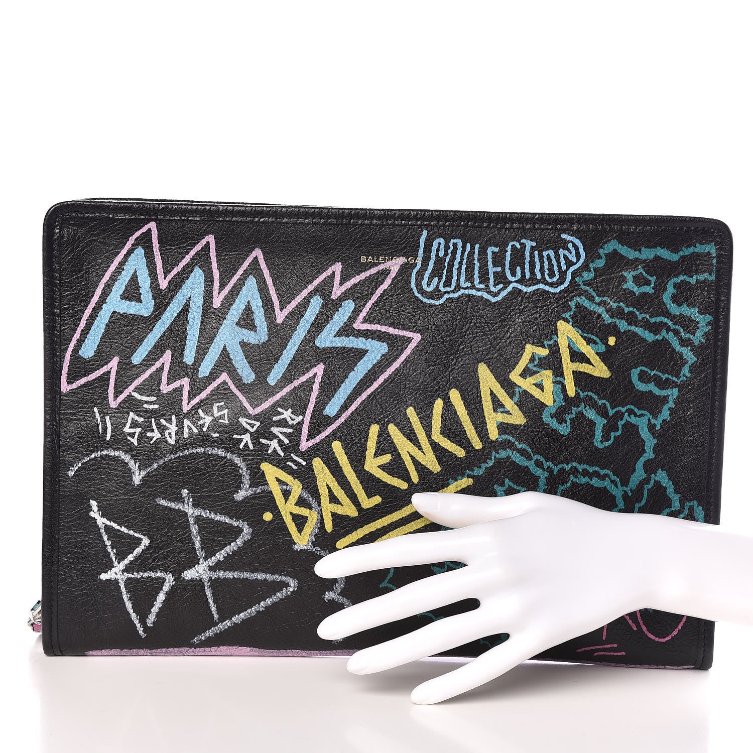 Balenciaga Agneau Arena Graffiti All Over Bazar Pouch Black Multicolor 2 of 7