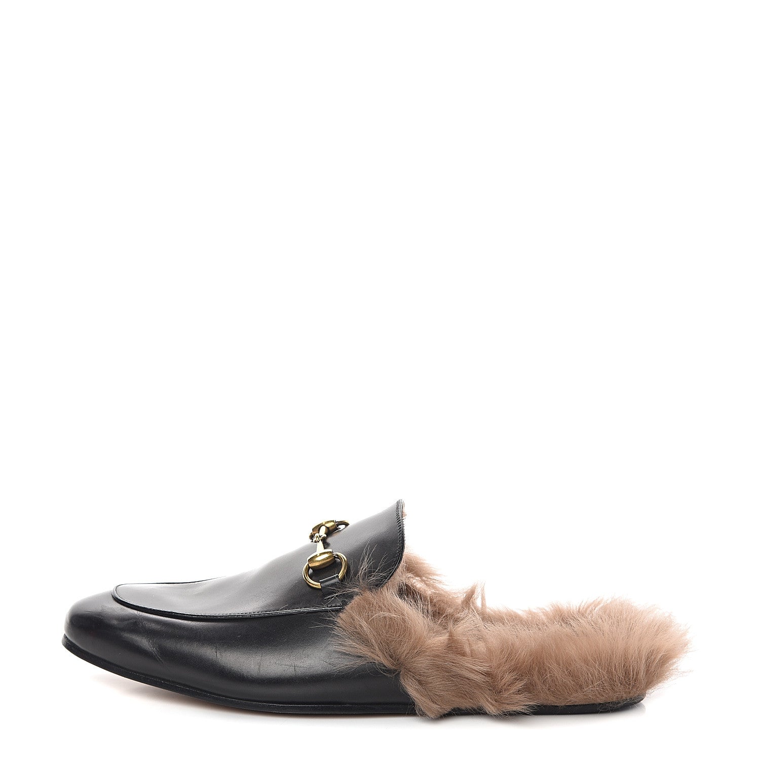 Gucci Calfskin Fur Mens Princetown Slippers 8 Black 1 of 7