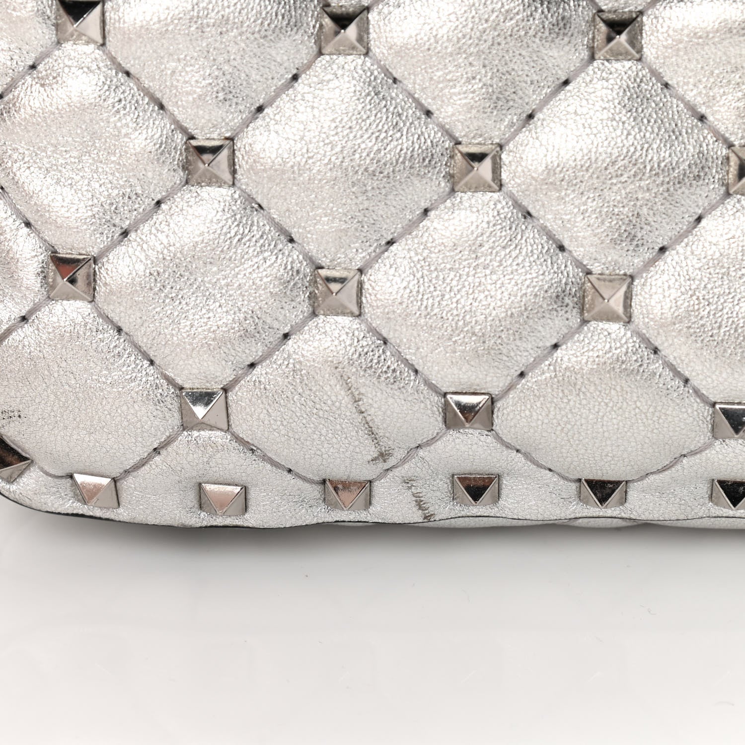 Valentino Garavani Metallic Nappa Medium Rockstud Spike Shoulder Bag Silver 16 of 17