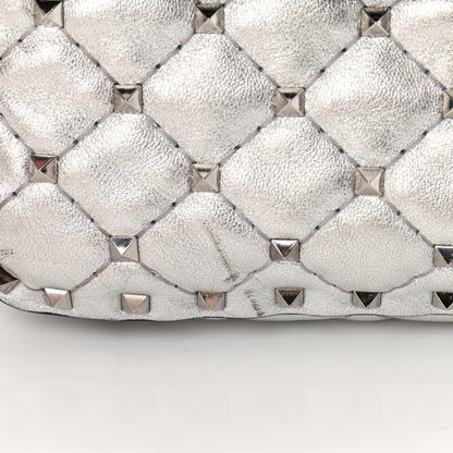 Valentino Garavani Metallic Nappa Medium Rockstud Spike Shoulder Bag Silver 16 of 17