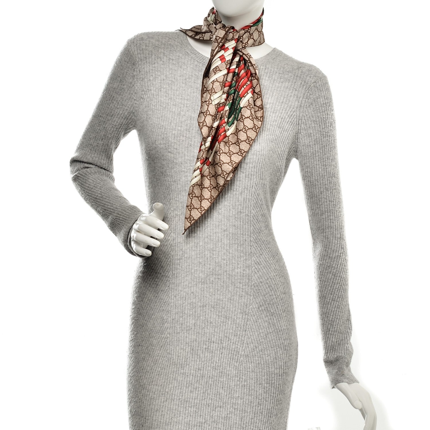 Gucci Silk Monogram Square Scarf Brown 2 of 5