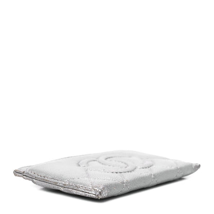 Chanel Metallic Caviar Quilted Card Holder Silver 3 of 10