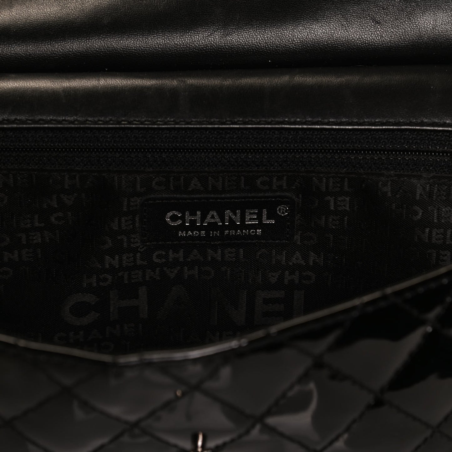 Patent Quilted Jumbo Diagonal CC Flap Black
