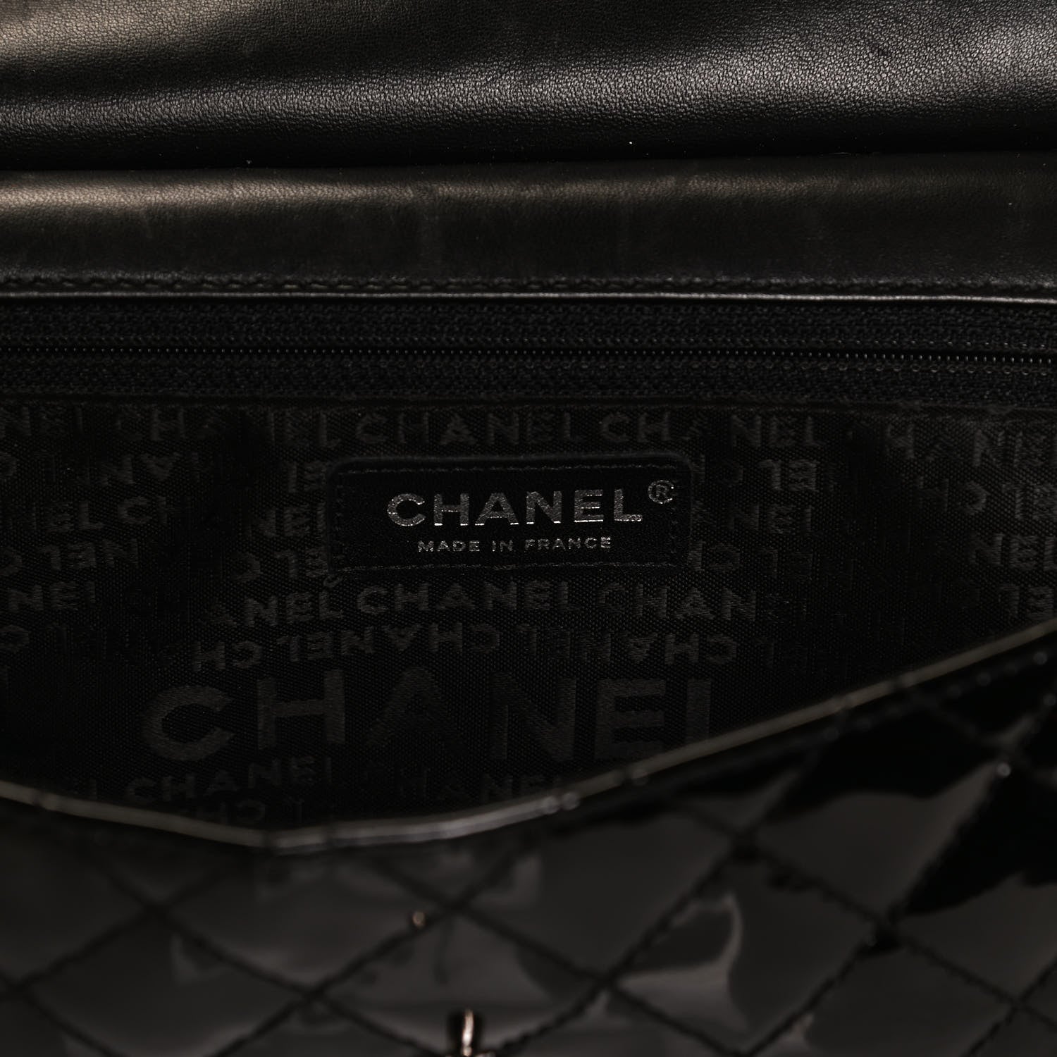 Chanel Patent Quilted Jumbo Diagonal CC Flap Black 6 of 12