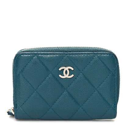 Chanel Caviar Quilted Zip Coin Purse Wallet Dark Turquoise 1 of 9