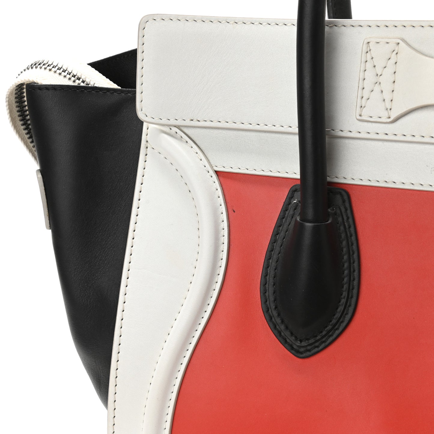 Smooth Calfskin Mini Tri-Color Luggage Vermillion