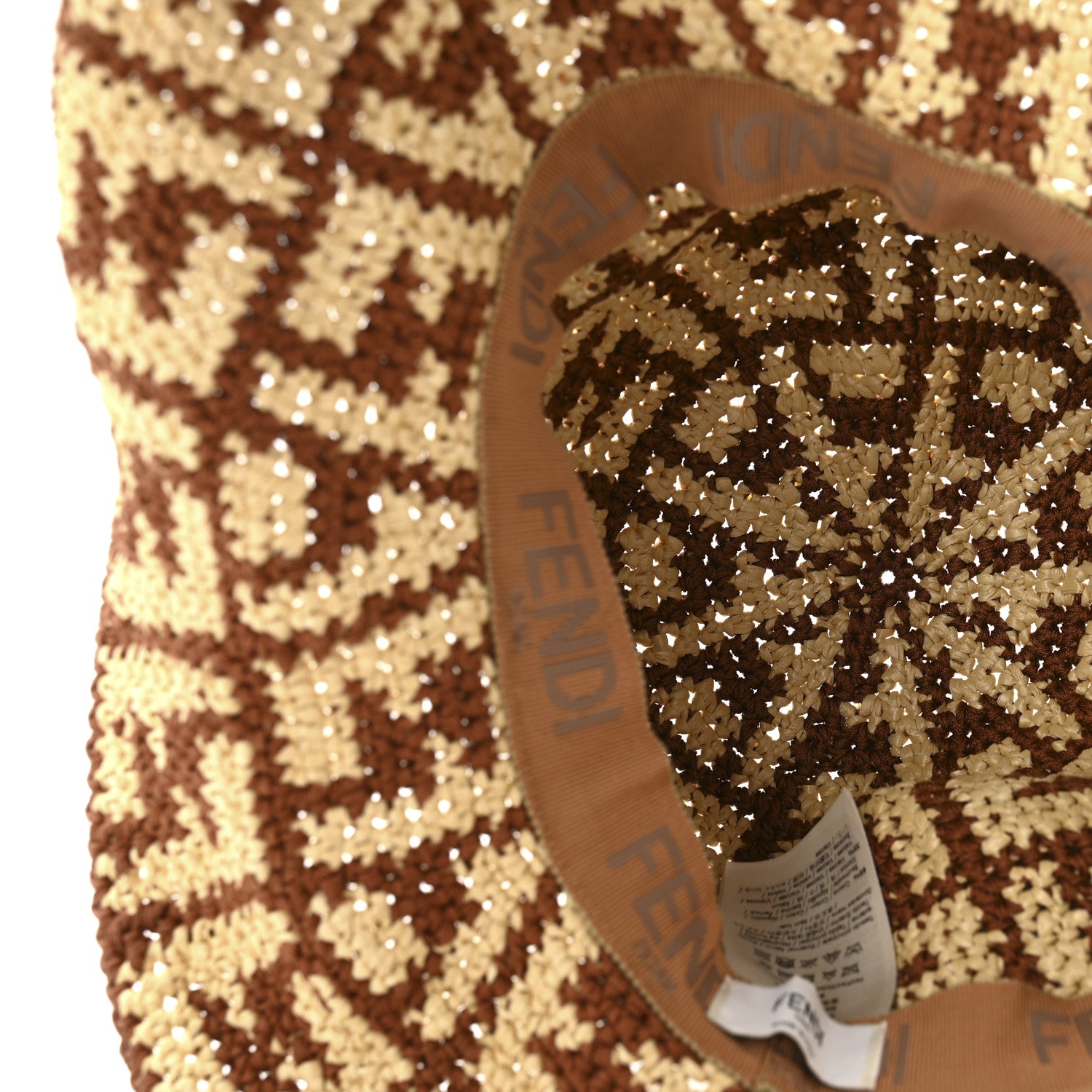 Fendi Cotton Viscose FF Woven Bucket Hat M Brown 7 of 9