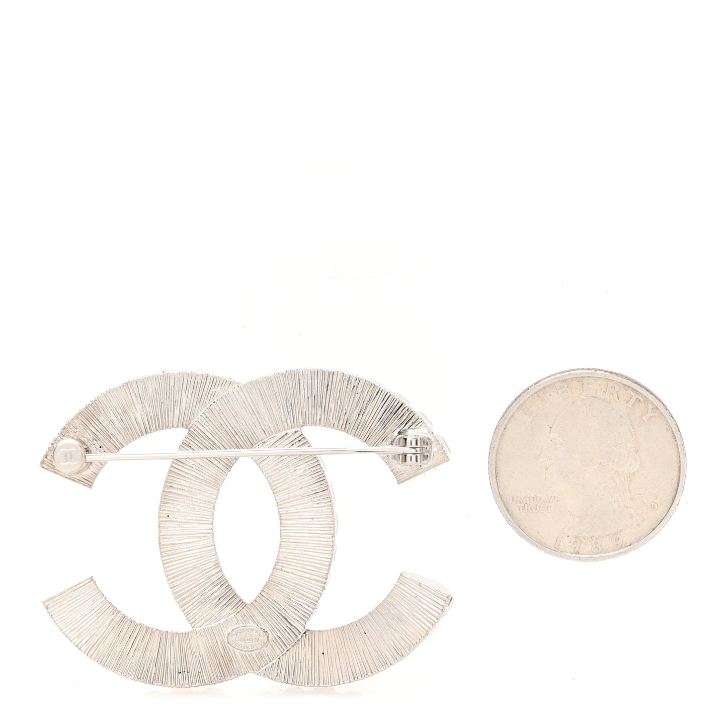 Baguette Crystal CC Brooch Silver