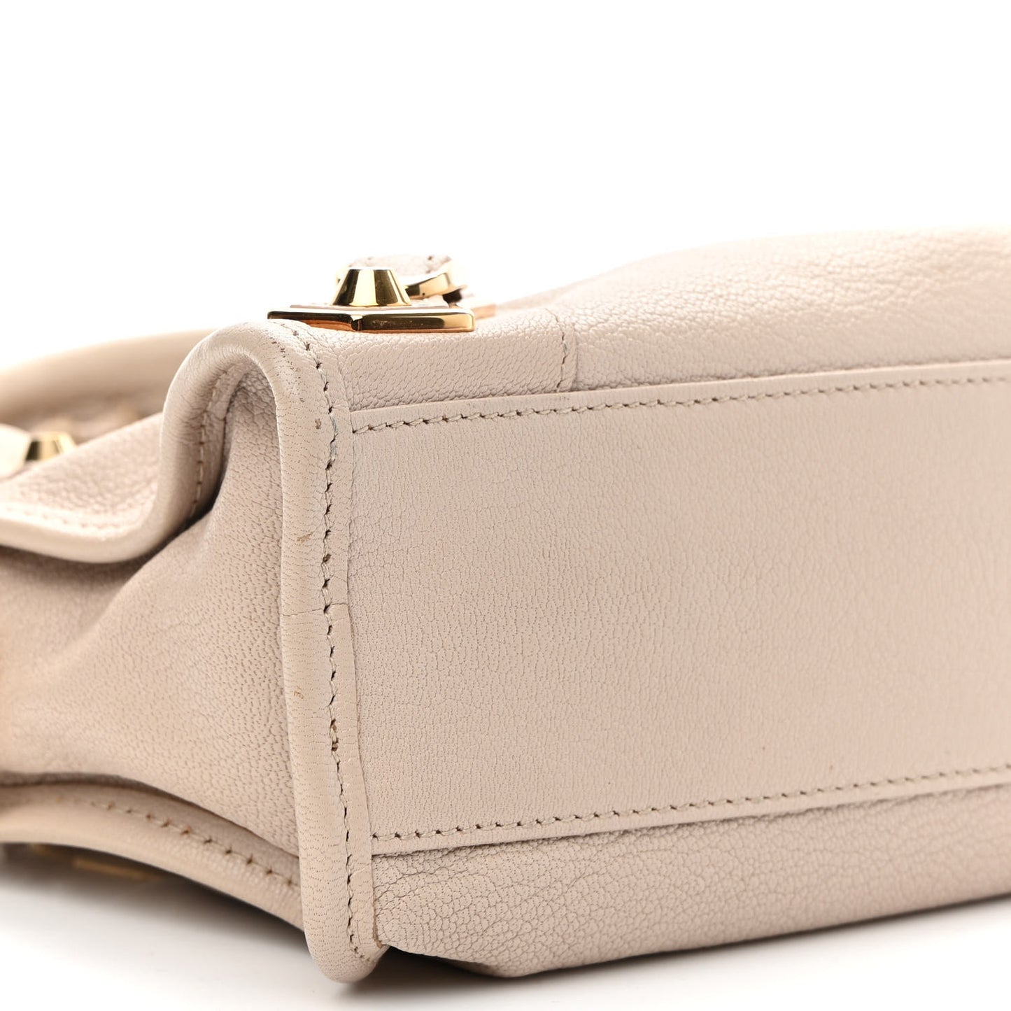 Chevre Gold Metallic Edge Hardware Mini City Beige Praline
