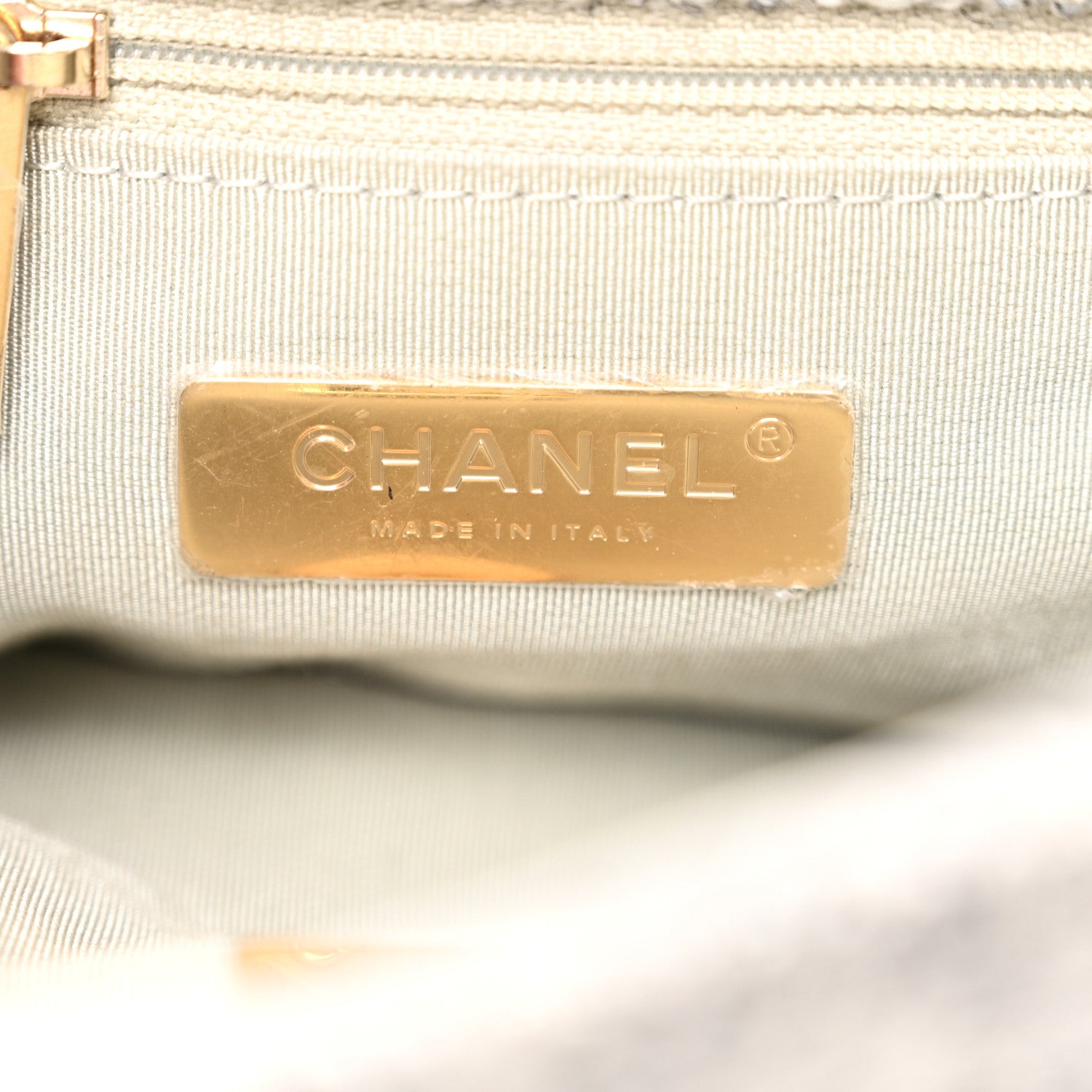 Chanel Tweed Quilted Large Chanel 19 Flap Grey Ecru 6 of 10