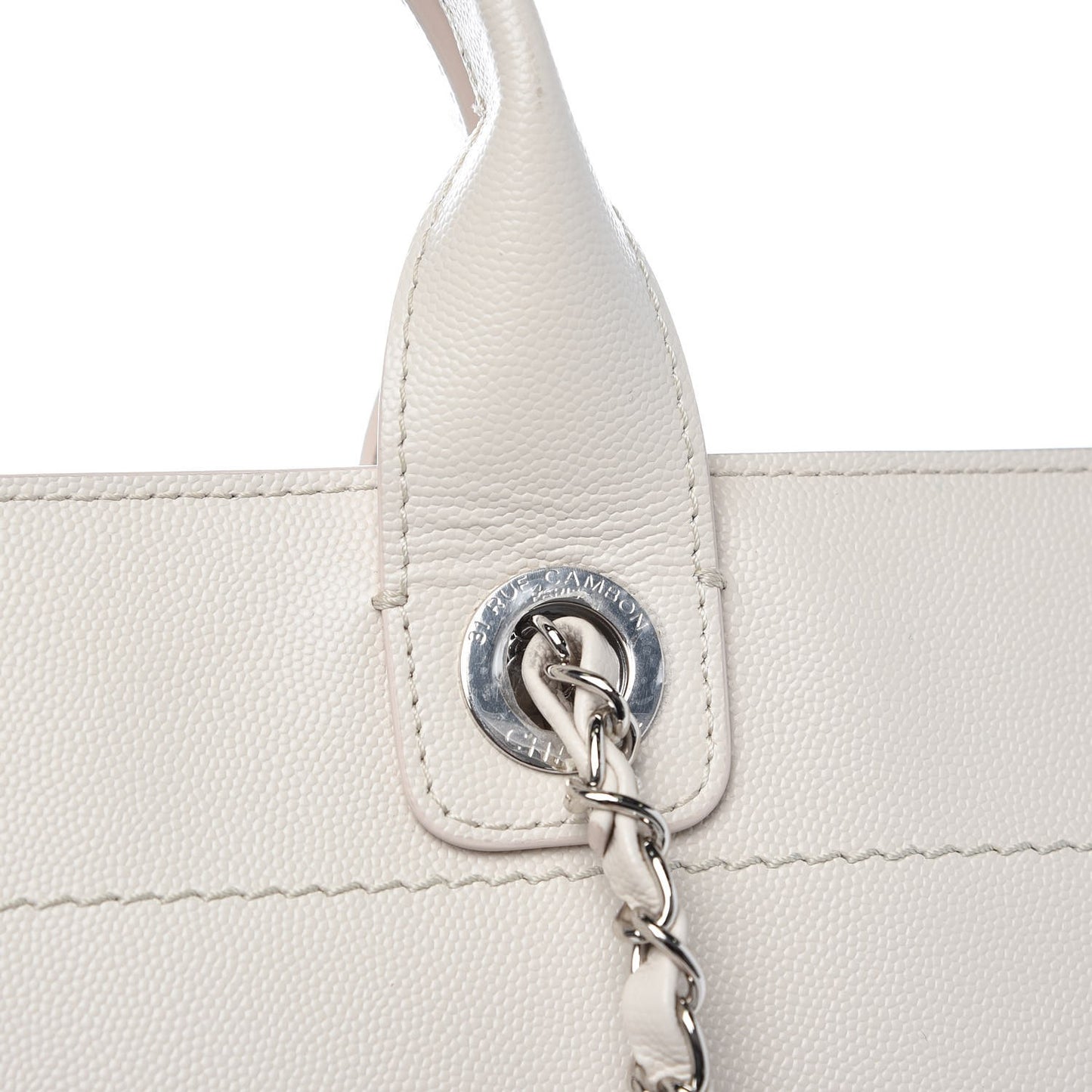 Caviar Extra Large Studded Deauville Tote Ivory