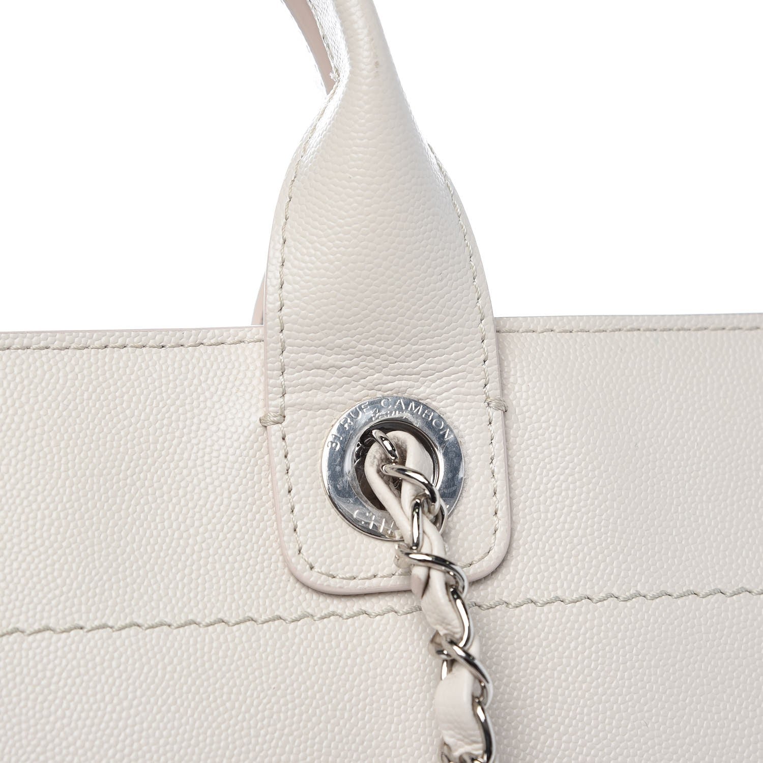 Chanel Caviar Extra Large Studded Deauville Tote Ivory 12 of 12