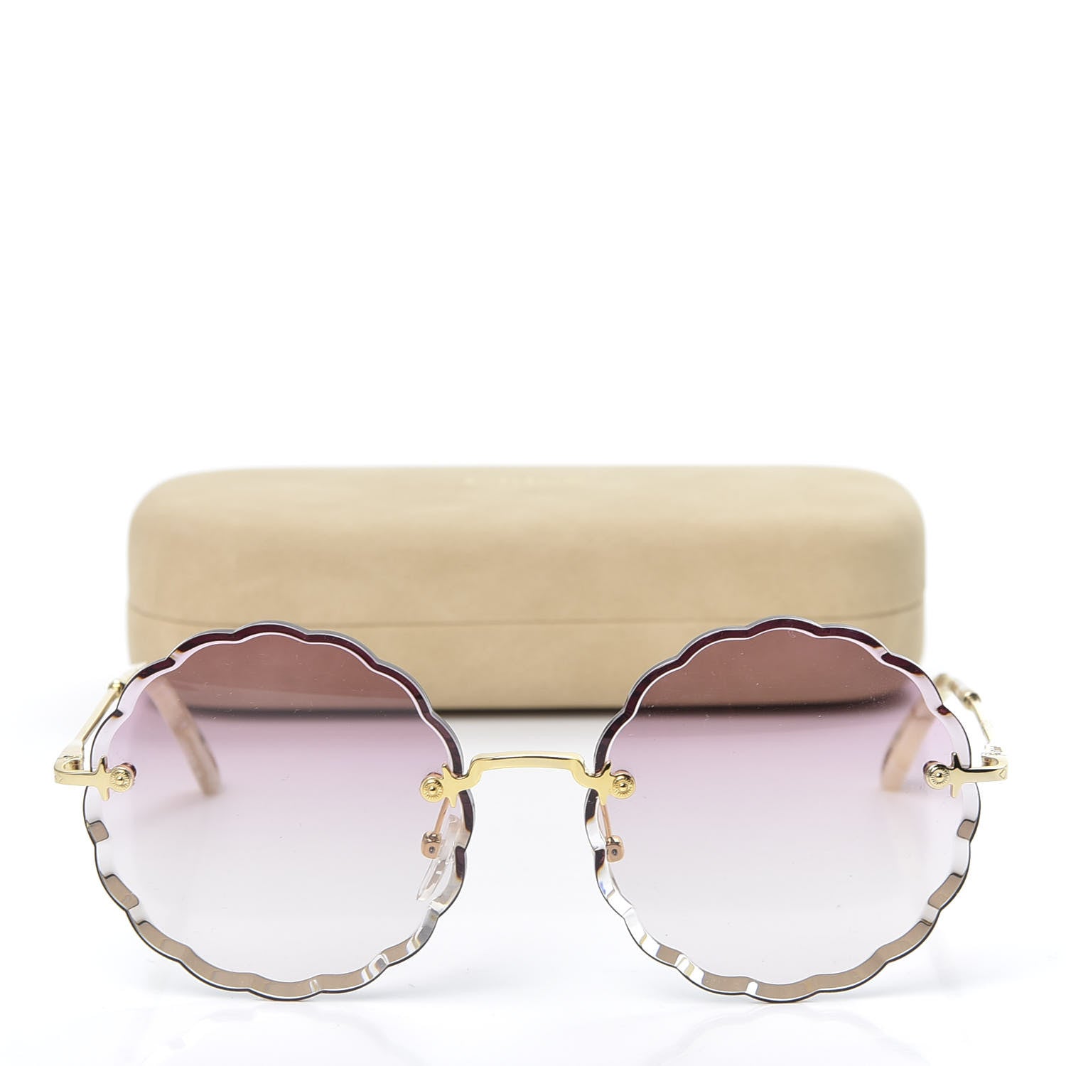 Chloe Rosie Bevelled Round Sunglasses CE142S Gold Gradient Coral 7 of 7