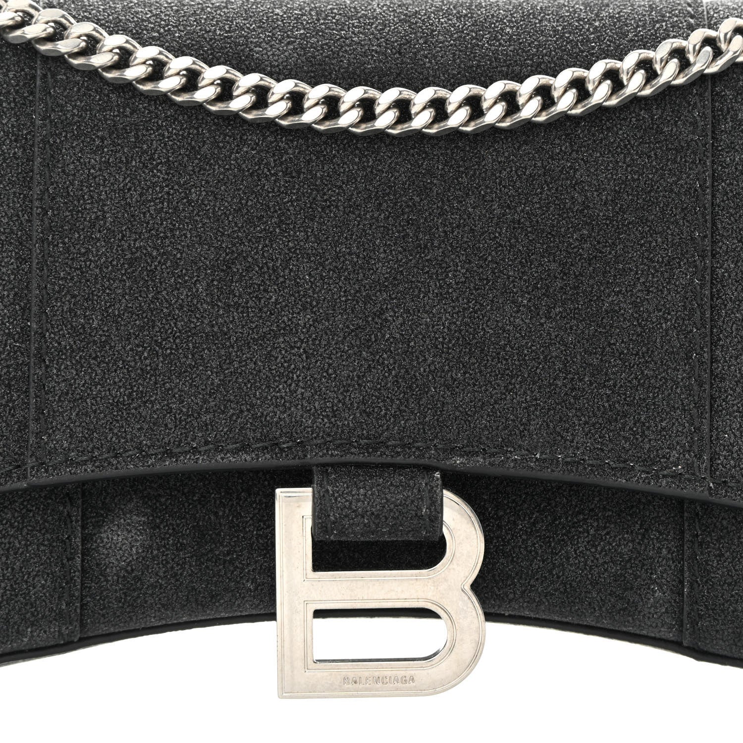 Balenciaga Sparkling Fabric XS Hourglass Wallet On Chain Black 7 of 14