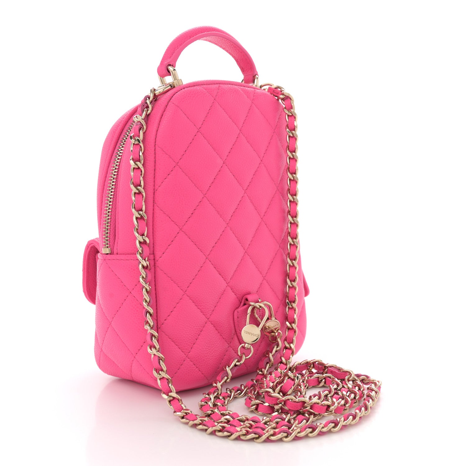 Chanel Caviar Quilted CC Mini Classic Backpack Pink 3 of 10
