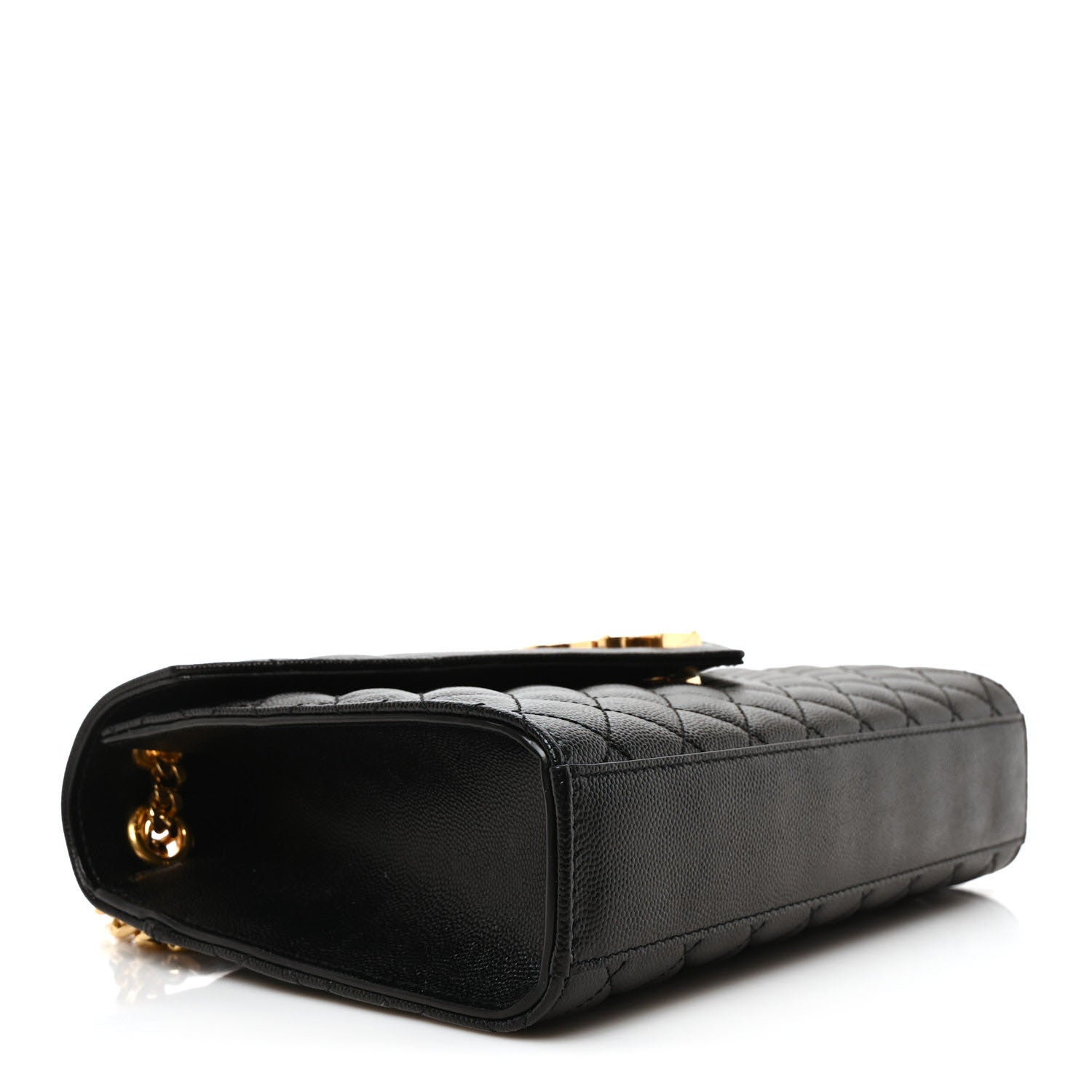 Saint Laurent Grain De Poudre Textured Mixed Matelasse Triquilt Medium Monogram Satchel Black 4 of 10