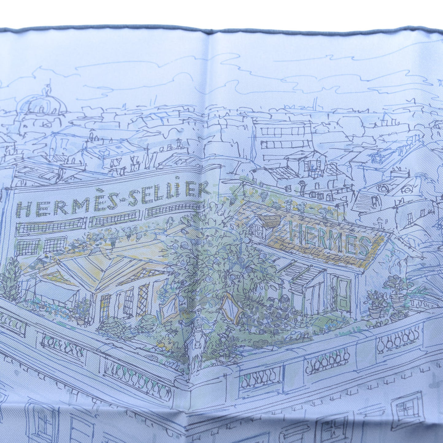 Silk Un Jardin Sur Le Toit Pocket Square Bleu Azur Bleu Jean