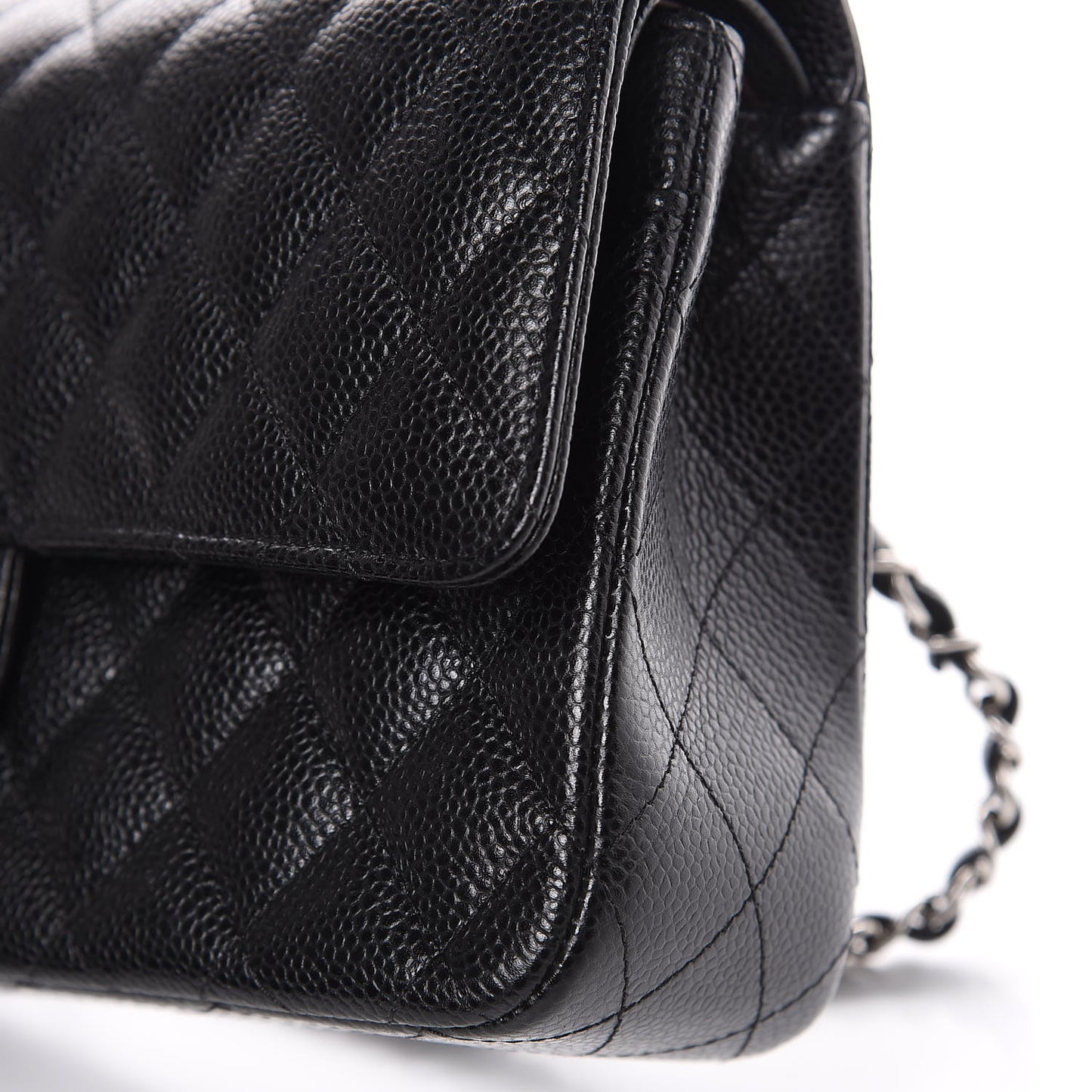 Caviar Quilted Medium Double Flap Black