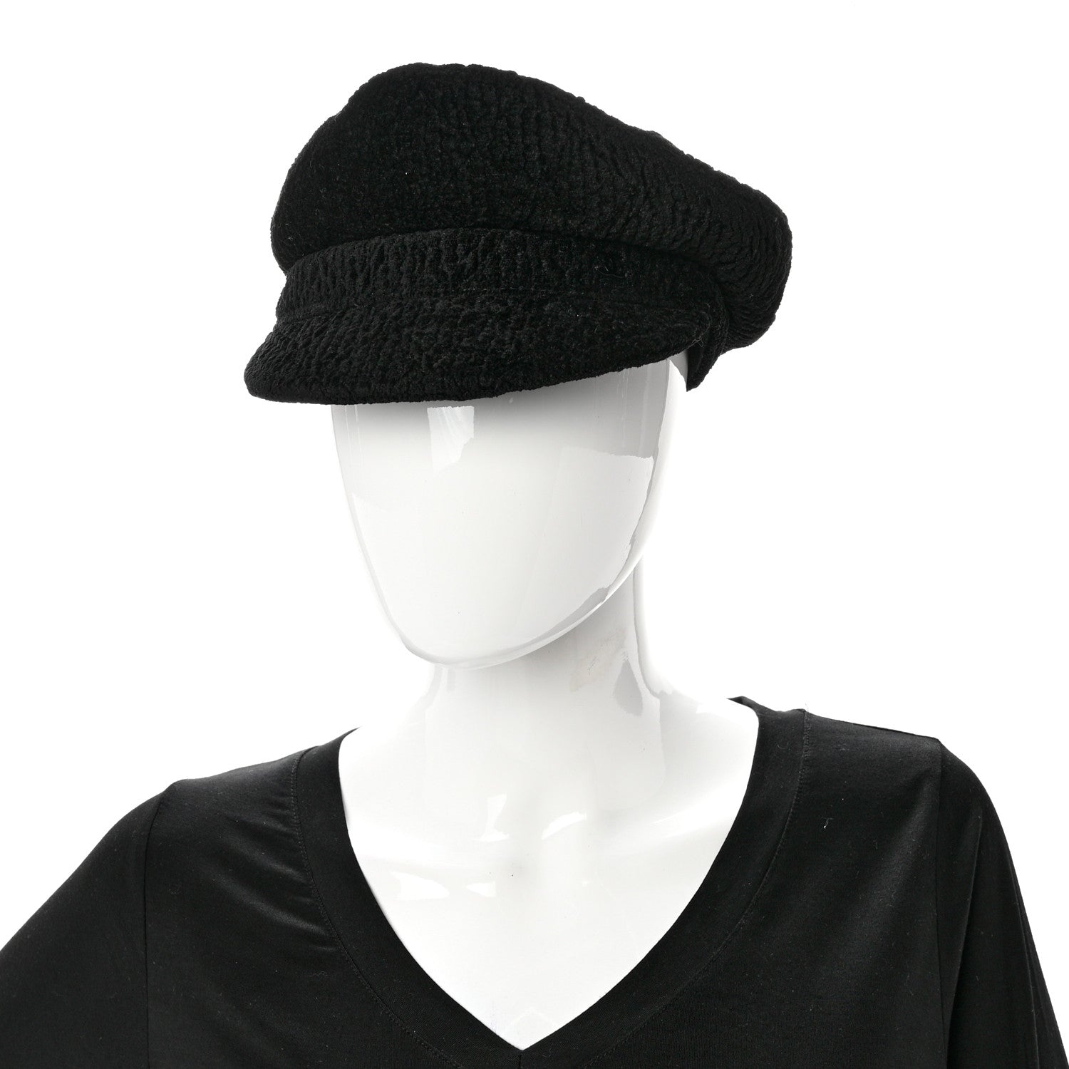 Chanel Viscose Silk Quilted CC Cap S Black 2 of 7