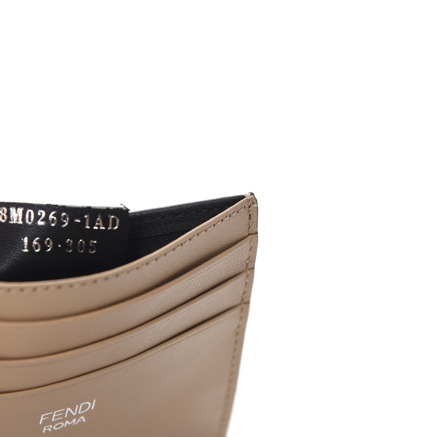 Fendi Vitello Dolce Bi-Color Card Holder Tan Black 7 of 8