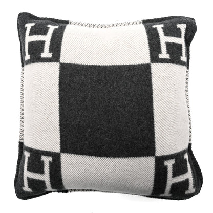 Hermes Wool Cashmere Avalon Pillow PM Ecru Gris Fonce 2 of 3