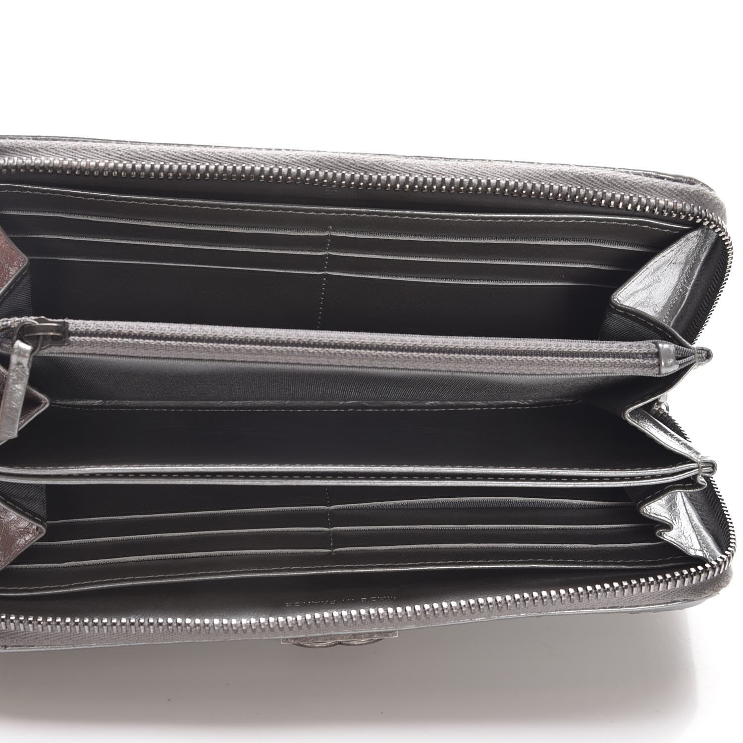 Chanel Metallic Calfskin Quilted Boy Chain Large Gusset Zip Around Wallet Silver 5 of 9