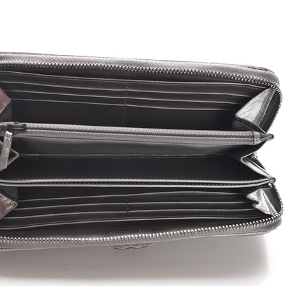 Chanel Metallic Calfskin Quilted Boy Chain Large Gusset Zip Around Wallet Silver 5 of 9