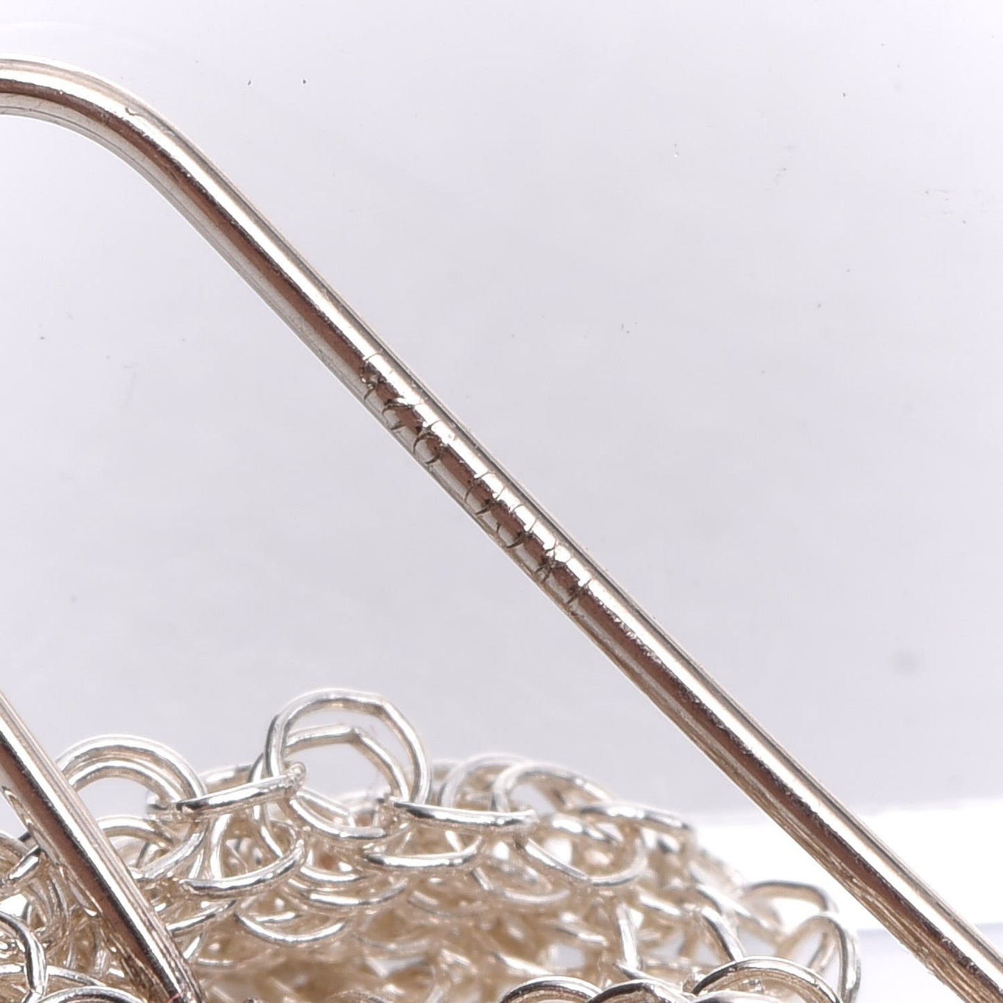 Sterling Silver Diamond Elsa Peretti Mesh Tassel Earrings