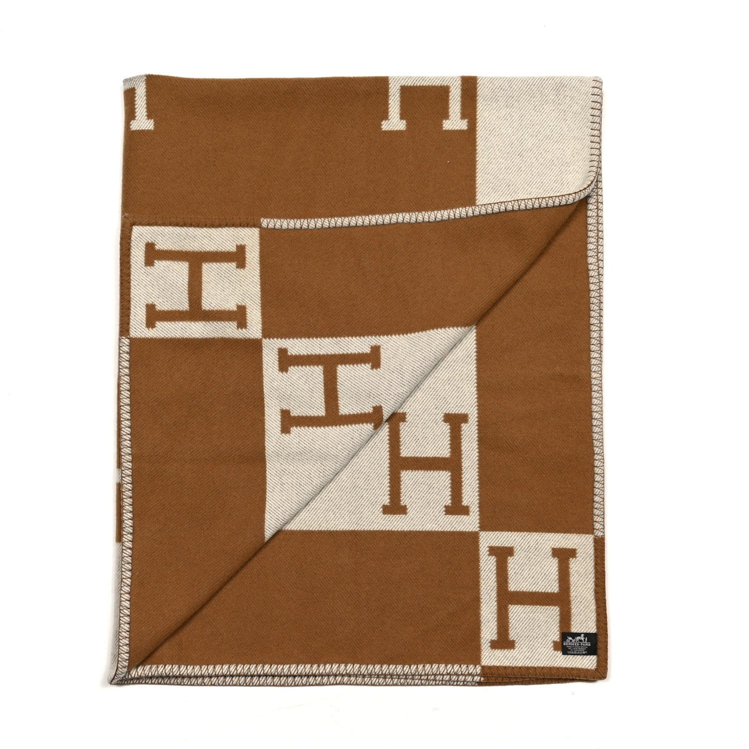 Hermes Wool Cashmere Avalon Blanket Ecru Camel 2 of 3