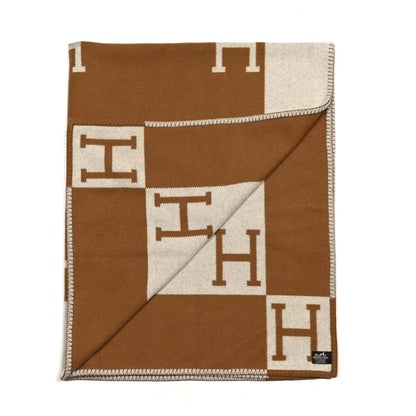 Hermes Wool Cashmere Avalon Blanket Ecru Camel 2 of 3