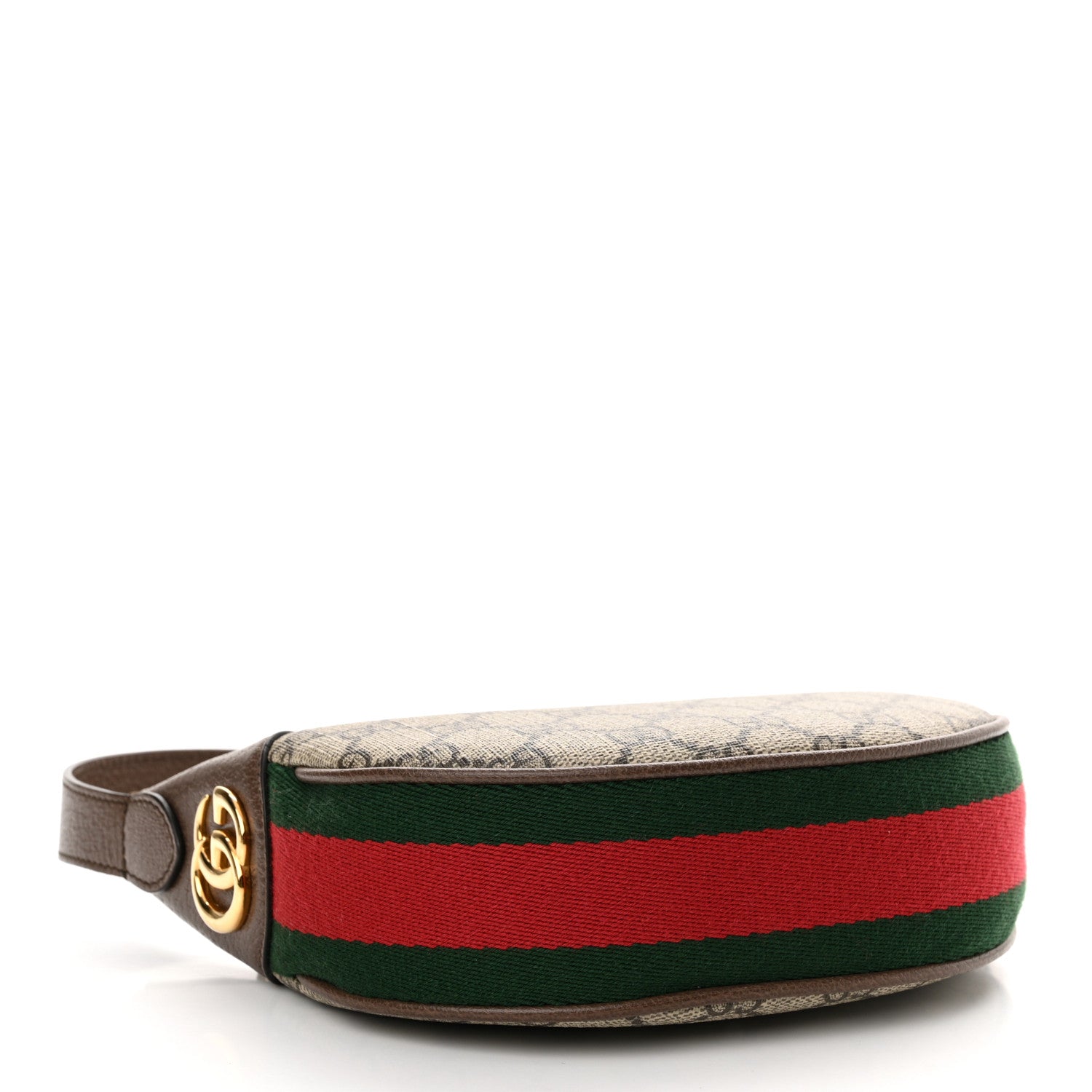 Gucci GG Supreme Monogram Textured Calfskin Web Mini Ophidia Half Moon Hobo Beige Ebony New Acero 4 of 11