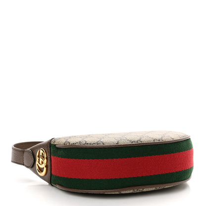 Gucci GG Supreme Monogram Textured Calfskin Web Mini Ophidia Half Moon Hobo Beige Ebony New Acero 4 of 11