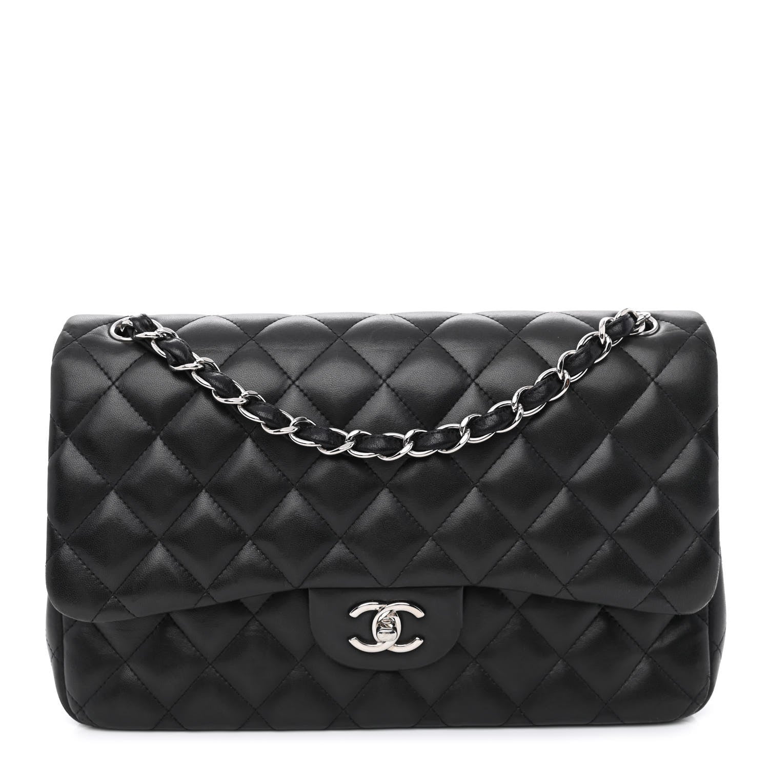 Chanel Lambskin Quilted Jumbo Double Flap Black 1 of 17