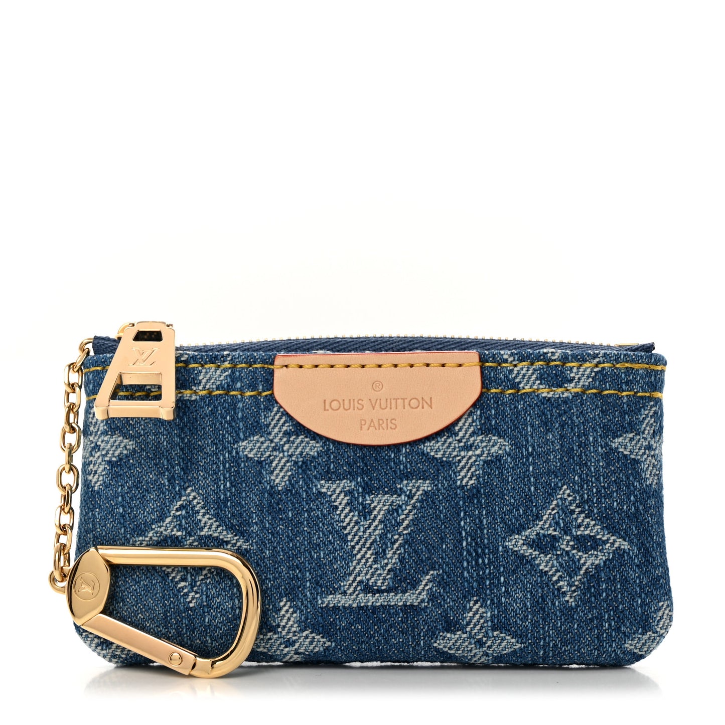 Monogram Denim Key Pouch Denim Blue