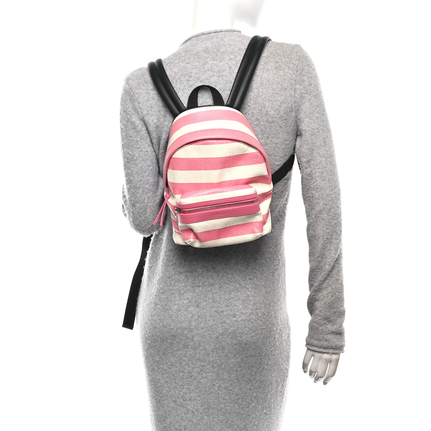 Snakeskin Striped City Backpack Pink White