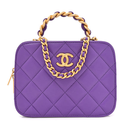 Chanel Lambskin Quilted Top Handle Small Vanity Case Purple 1 of 10