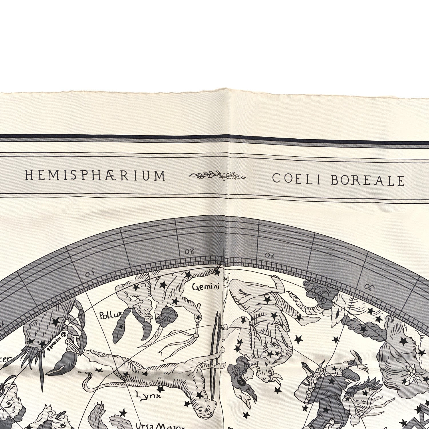Hermes Silk Hemisphaerium Coeli Boreale Scarf 90 Black White Gris 5 of 5