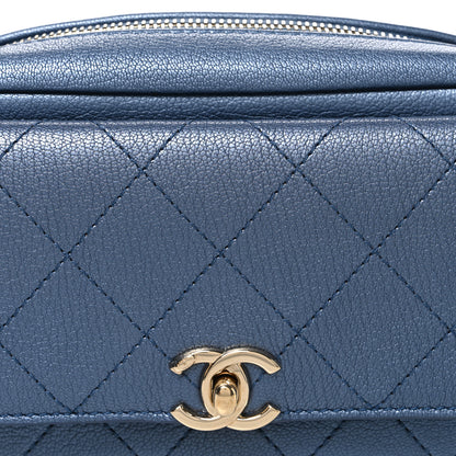 Chanel Metallic Goatskin Quilted Casual Trip Waist Bag Blue 8 of 10