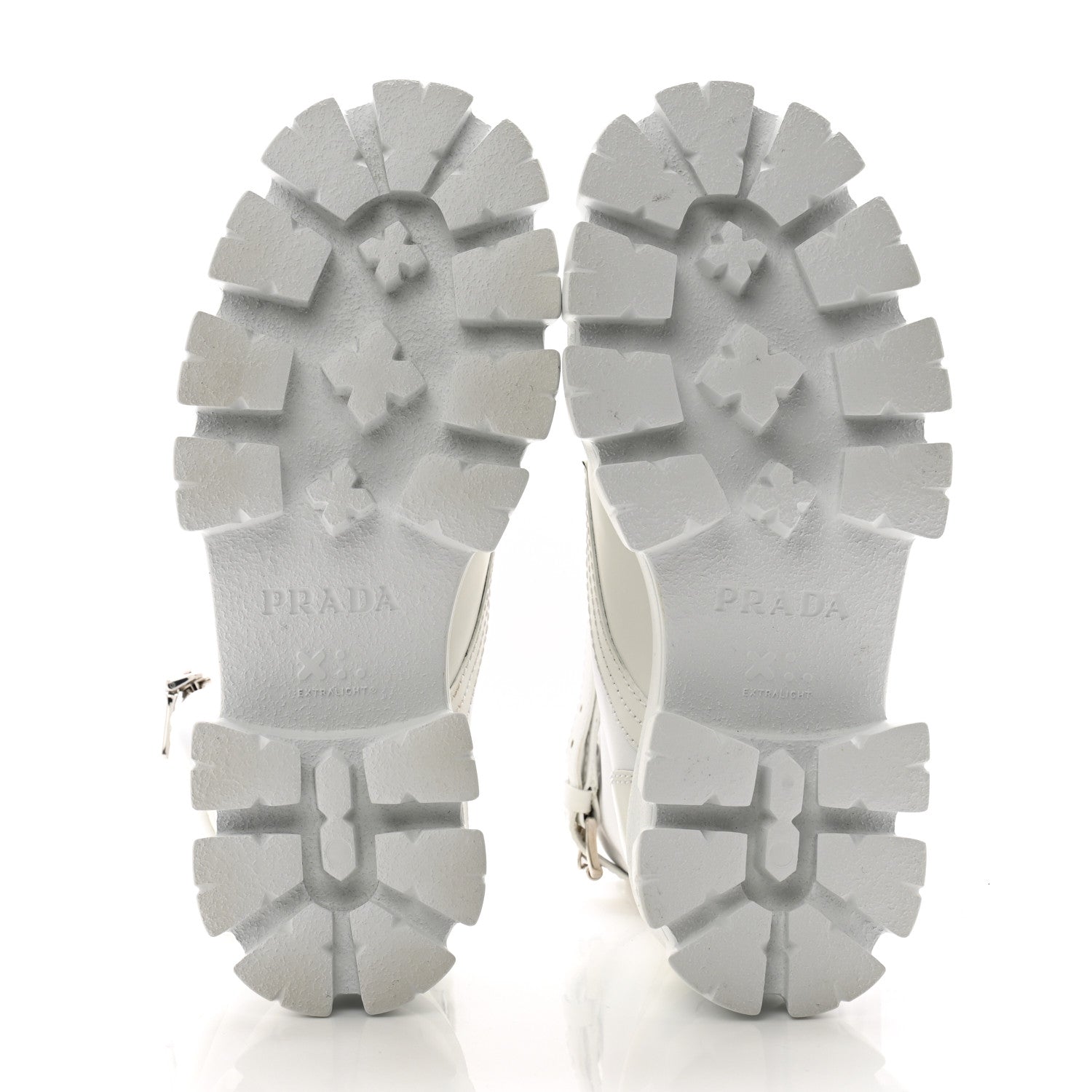 Prada Spazzolato Rois Re-Nylon Metal Triangle Logo Monolith Pouch Pocket 60mm Combat Boots 35.5 White 5 of 10