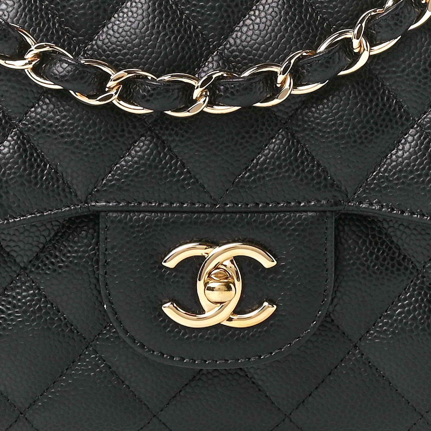 Caviar Quilted Jumbo Double Flap Black