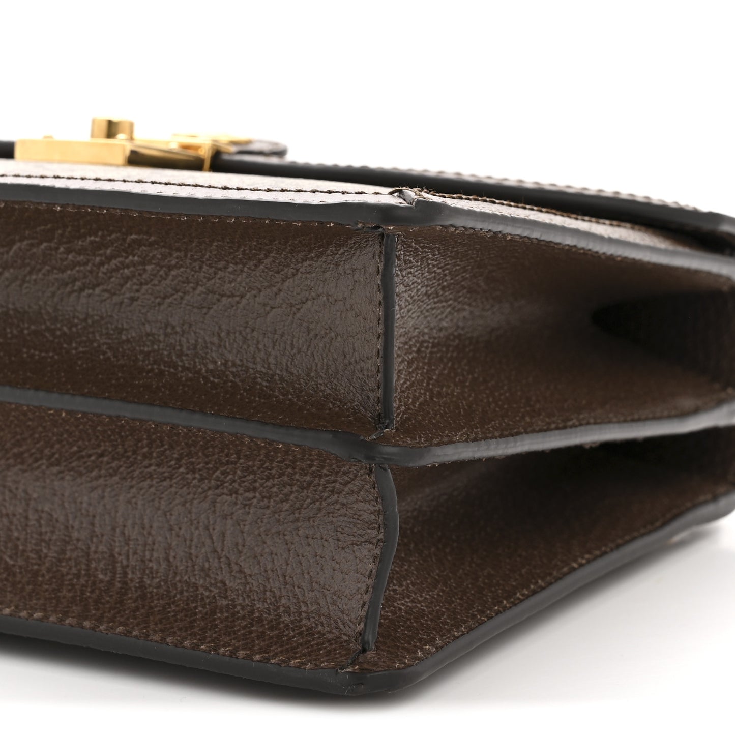 GG Supreme Monogram Textured Dollar Calfskin Web Small Ophidia Padlock Top Handle Bag Beige Ebony New Acero