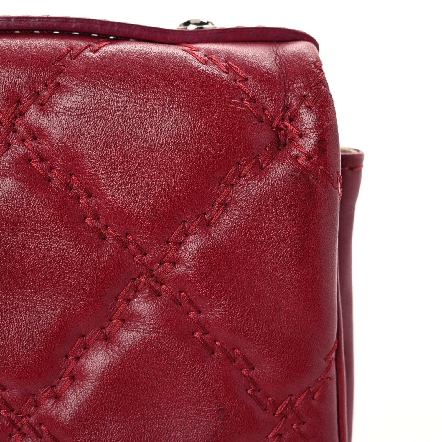 Chanel Calfskin Quilted Double Stitch Hamptons Clutch with Chain Red 9 of 19