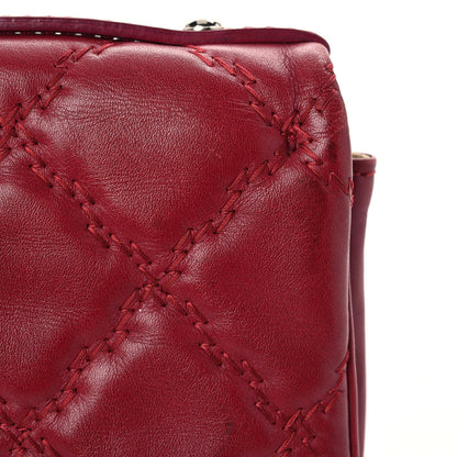 Chanel Calfskin Quilted Double Stitch Hamptons Clutch with Chain Red 9 of 19